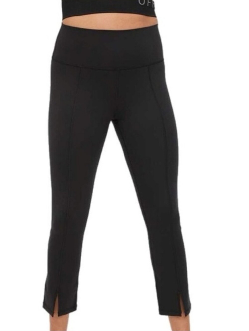 aerie The Hugger Black Hi Rise Slit Ankle Leggings